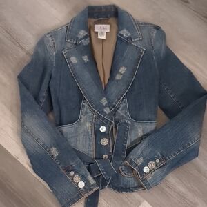 Armani Exchange Distressed Blue Jean Jacket